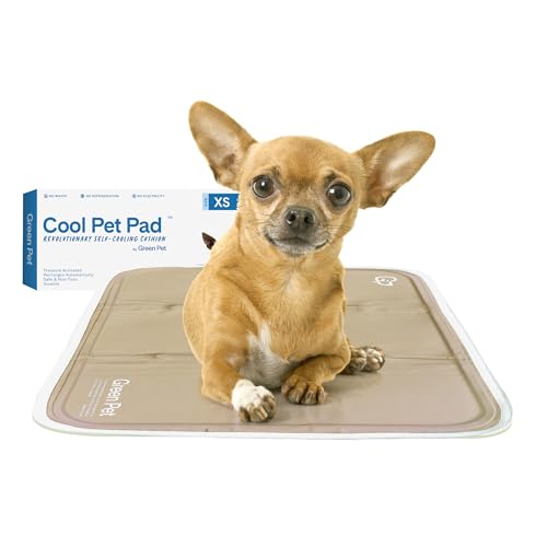 The Green Pet Shop Cool Pet Pad - Extra Small, Iced Latte - Self-Cooling, Pressure Activated Mat for Dogs & Cats from 0-8 lbs - Non-Toxic Gel, No Water Needed - color: Iced Latte, size: X-Small