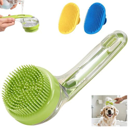 3 Pack Dog Bath Brush, Grooming Scrubber Shampoo Brush, Bubble Maker Paw Washer, Massage Brush for Short & Long Hair/Dog Owners