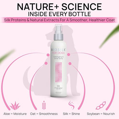 BioSilk for Dogs Silk Therapy Detangling and Shine Protecting Spray, pH Balanced Leave-in Mist with Silk and Vitamins for Dematting, Paraben-Free, All Coats and Breeds, 8 Fl Oz - 2 Pack - size: 8 Fl Oz (Pack of 2)