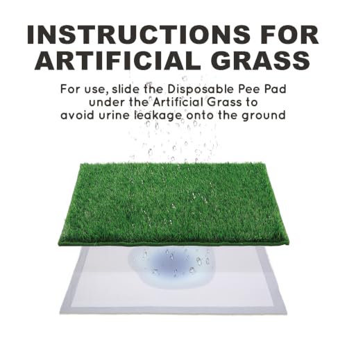 HQ4US 4LEGS Artificial Grass, Dog Pee Grass Pads for Dogs Potty, Odor Free Fake Grass for Dogs Medium 30’’×20’’ with Countless Drainage Holes, Dog Potty Grass Hemmed Edge Realistic - size: M for Dog＜ 26" Length