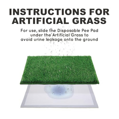 HQ4US 4LEGS Artificial Grass, Dog Pee Grass Pads for Dogs Potty, Odor Free Fake Grass for Dogs Medium 30’’×20’’ with Countless Drainage Holes, Dog Potty Grass Hemmed Edge Realistic - size: M for Dog＜ 26" Length