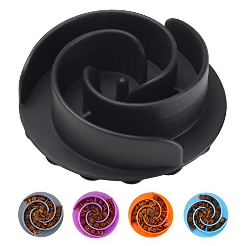 Slow Feeder Dog Bowls Insert, Animire Soft Silicone Slow Eating Dog Food Bowl for Small, Medium and Large Dogs, Compatible with Regular and Elevated Bowls - color: Black, size: S