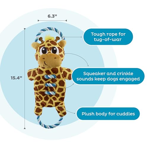 Outward Hound Ropiez Rope Interactive Dog Tug Toy for Tugging Squeaky Fun, Giraffe, Yellow, Small - color: Ropiez Giraffe