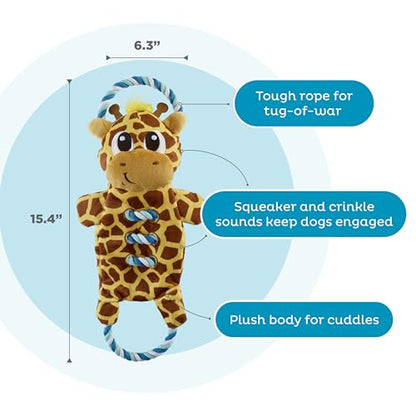 Outward Hound Ropiez Rope Interactive Dog Tug Toy for Tugging Squeaky Fun, Giraffe, Yellow, Small - color: Ropiez Giraffe