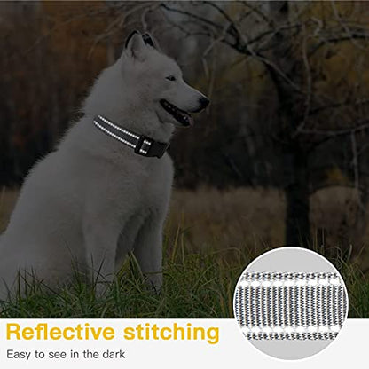 HEELE Dog Collar, Reflective Dog Collar, Soft Neoprene Padded Breathable Nylon Pet Collar Adjustable for Small Dogs Puppy, Gray, XS(7.87-11.81") - color: Gray, size: X-Small (7.87-11.81")