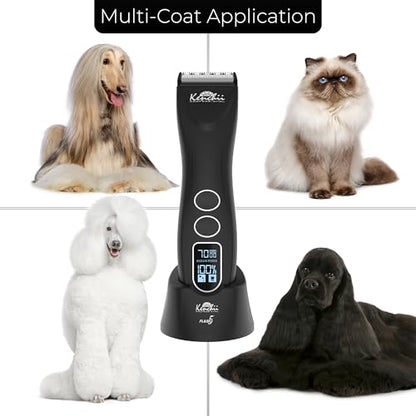 Kenchii Flash 5 Matte Black 5-in-1 Pet Grooming Clipper Digital LCD Stay-Cool Blade Precision Pet Grooming Trim, Shape, Sleek and Ergonomic Design - color: Matte Black