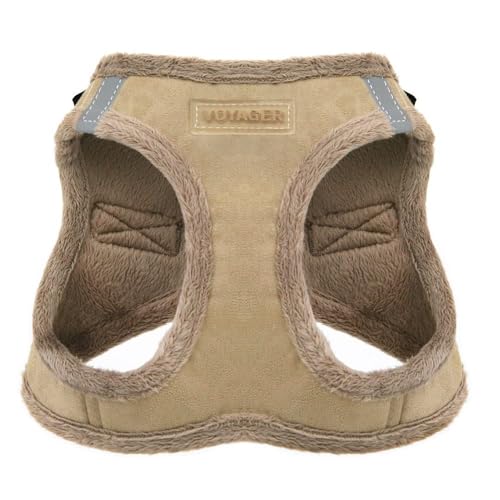 Best Pet Supplies - All Weather Plush, Reflective, No Pull Harness for Small, Medium Dogs, Cats - Secure with Hook & Loop Fastener, Buckle, Double D-Rings - Latte Suede, M - color: Latte Suede, size: M