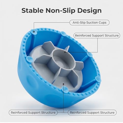 Slow Feeder Dog Bowl with Rolling Ball for Dogs Anti-Slip Lick Bowl for Liquid Treats, Bone Broth, Yogurt & Wet Food, Interactive Pet Feeding Toy and Enrichment Ball-Roll for Small to Large Breeds