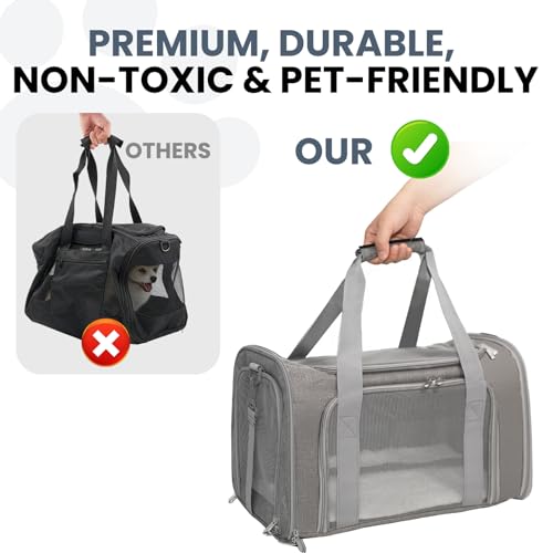 Soft-Sided Cat Carrier Expandable Pet Carrier Airline Approved Mesh Travel Carrier Up to 15lbs for Cats Small Dogs Collapsible Escape-Proof with Shoulder Strap Washable (18x11x11 Gray) - color: Gray, size: 11.0"L x 11.0"W x 18.0"H