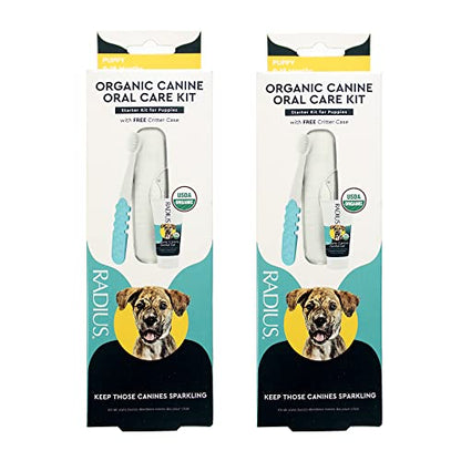 RADIUS USDA Organic Dental Solutions Puppy Kit 2 Units, Kit Includes 1 Dog Toothbrush & 1 0.8oz Toothpaste, Ultra Soft Bristle & Non Toxic Toothpaste for Dogs, Designed to Clean Teeth, Xylitol Free - style: Puppy - Pack of 2