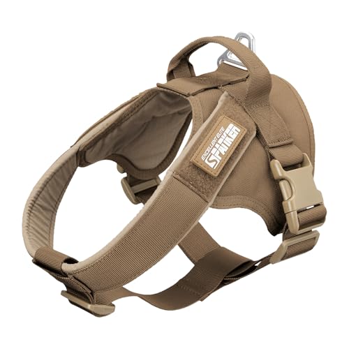 EXCELLENT ELITE SPANKER Tactical Dog Harness Patrol Harness Service Dog Vest Military Dog Vest Working Dog Vest with Handle(Coyote Brown-L) - color: Coyote Brown, size: L-(27.5 - 35.5")