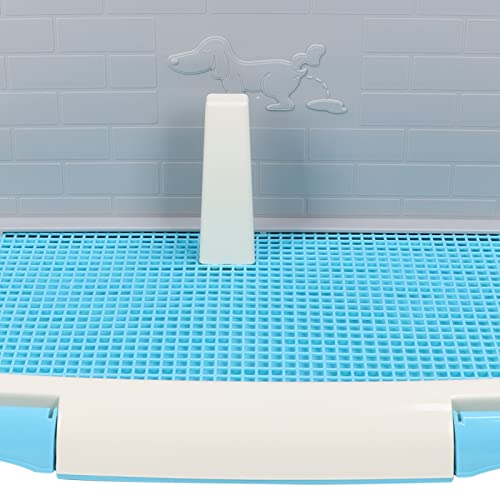 RiToEasysports Dog Potty Tray Indoor Toilet for Small to Medium Dogs Made of Plastic with Wall Cover Easy Clean 66 X 46.5 X 27.5cm (Blue)