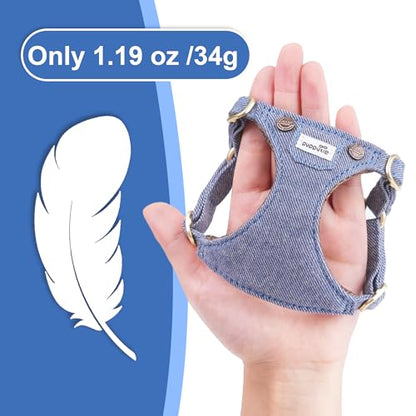 Puppytie No Pull xs Dog Harness with Multifunction Dog Leash,Soft Adjustable No Choke Escape Proof Pet Harness Vest,Denim Light Blue,XXS - color: Pocket-Light Blue, size: XXS