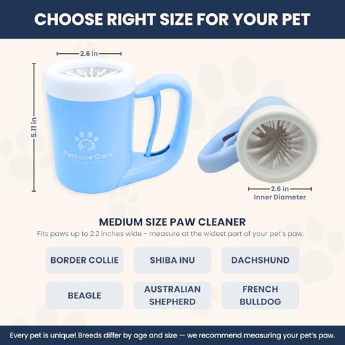 Dog Paw Cleaner, Paw Washer Cup with Soft Silicone Bristles, Portable Dog Foot Washer, 4-in-1 Paw Cleaner Kit with Paw Balm, Microfiber Towel & Grooming Brush (Blue, Medium) - color: Blue, size: Medium