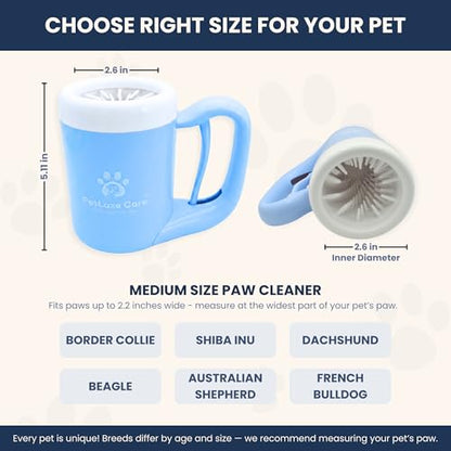 Dog Paw Cleaner, Paw Washer Cup with Soft Silicone Bristles, Portable Dog Foot Washer, 4-in-1 Paw Cleaner Kit with Paw Balm, Microfiber Towel & Grooming Brush (Blue, Medium) - color: Blue, size: Medium