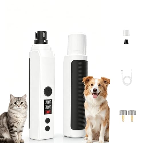 Silent Groom pro Nail Grinder, 2-Speed USB-C Rechargeable Dog Nail Trimmer with LED Light, Safe Painless Paw Grooming Tool for Small Medium Large Dogs Cats, with Replacement Heads