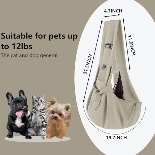 Dog Slings for Small Dogs,Soft and Breathable Waffle Fabric,Puppy Essentials,Reversible Dog Sling with Organizer Pocket,Suitable for Small Dogs and Cats,Gray - color: gray