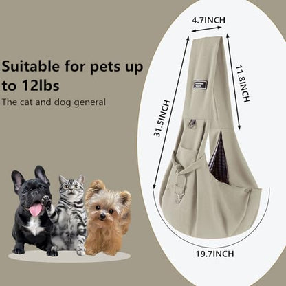 Dog Slings for Small Dogs,Soft and Breathable Waffle Fabric,Puppy Essentials,Reversible Dog Sling with Organizer Pocket,Suitable for Small Dogs and Cats,Gray - color: gray