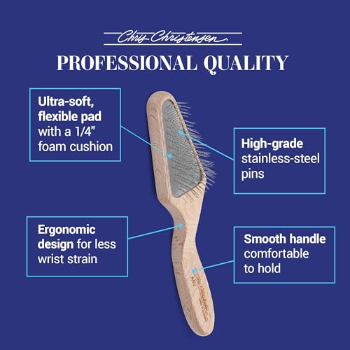 Chris Christensen Mark V Triangle Slicker Brush for Dogs, 12mm Pins, Groom Like a Pro, Handcrafted Lightweight Beechwood Ergonomic Handle, Stainless Steel Pins, A5V. Made in Germany. - size: Mark V Triangle