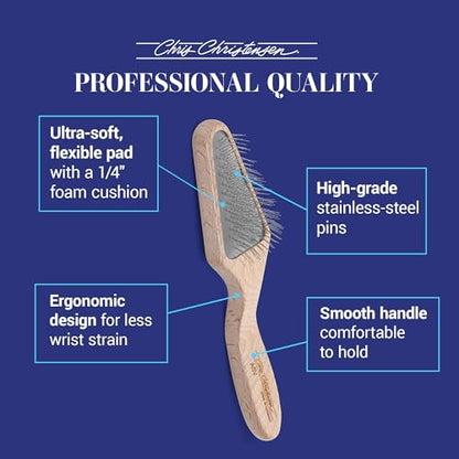 Chris Christensen Mark V Triangle Slicker Brush for Dogs, 12mm Pins, Groom Like a Pro, Handcrafted Lightweight Beechwood Ergonomic Handle, Stainless Steel Pins, A5V. Made in Germany. - size: Mark V Triangle