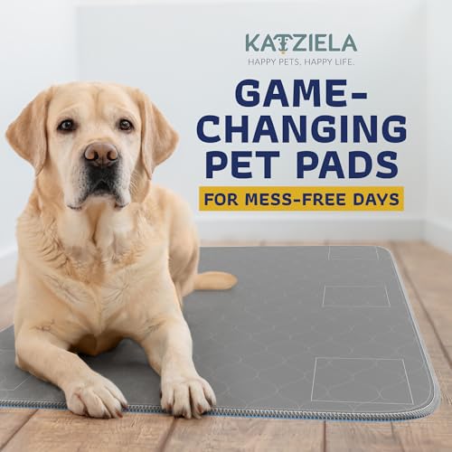 Katziela Quick-Drying Washable Pee Pads for Dogs Waterproof Reusable Puppy Pads with Hook & Loop Corners for Pet Potty Training, Daycare -Machine Washable Dog Pee Pad (48x48, 2, 2 Pack) - size: 48x48