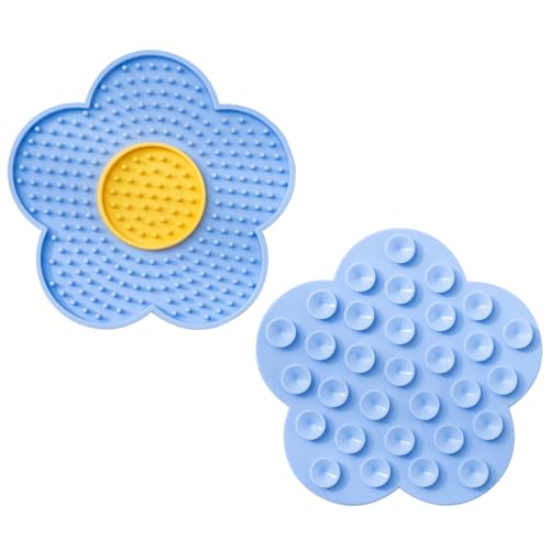 Cats Lick Pad with Suctions Cup Slow Feeders Licking Mat Flower Shape Silicone Pad with Suctions Cup Dog Licking Mat Silicone - size: B