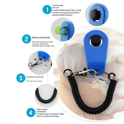 URBEST 4pcs Pet Training Clicker with Wrist Strap-Dog Training Clickers (Webbing) - style: Webbing