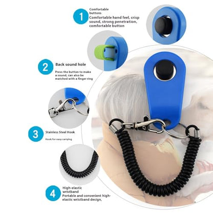 URBEST 4pcs Pet Training Clicker with Wrist Strap-Dog Training Clickers (Webbing) - style: Webbing
