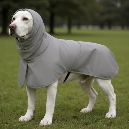Gray Dog Rain Jacket for Medium-Sized Dogs, Polyester Lightweight Pet Rain Gear, M Size Back 17.7 in Outdoor Windproof Sun Blocking