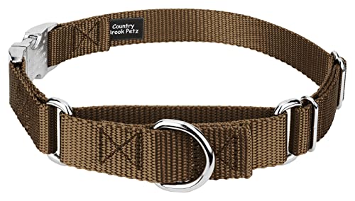 Country Brook Petz - Martingale Dog Collar - Heavy Duty Nylon Adjustable Martingale Dog Collar with Premium Buckle for Small Medium Large Breeds (5/8 Inch, Extra Small, Coyote Tan) - color: Coyote Tan, size: Extra Small (Pack of 1)