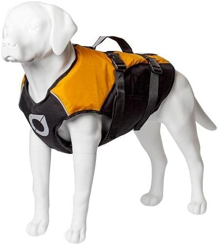 Stunt Puppy Float Doggy Life Jacket, Ergonomic Dog Life Vest for Swimming, Patented Design for Secure Fit, Small Wide, Mango - color: Mango, size: Small Wide