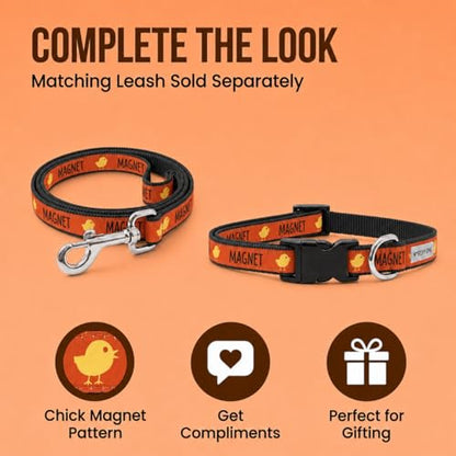 THE WORTHY DOG Spring Holiday Chick Magnet Dog Collar – Durable Nylon, Woven Ribbon, Quick-Release Buckle, Nickel D-Ring – Red, X-Small - color: Chick Magnet - Red, size: X Small