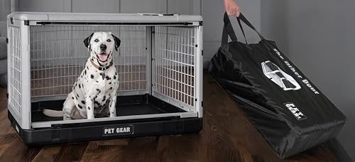 Pet Gear The Other Door 4 Door Steel Crate for Dogs/Cats, 42", Sea Salt | Garage-Style Door, Includes Removable Tray, No Tools Required - color: Sea Salt, size: 42.0"L x 28.0"W x 28.0"H