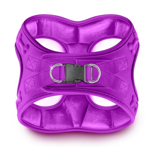 Comfort Fit Dog Harness Step in No Pull Harness for Small Medium Sized Dogs Soft Padded No Escape Harness Adjustable Easy Buckle Leash Attachment D-Ring Extra Comfort Inside Velvet Plush XS Purple - color: Purple Plush, size: XS (Chest 13"-14.5")
