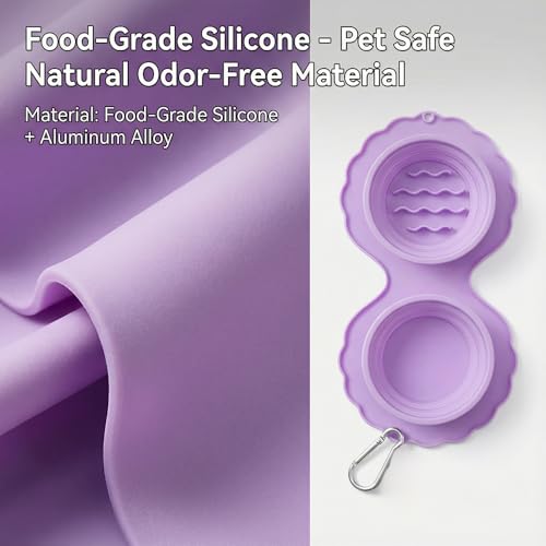Collapsible Silicone Dog Bowl (Purple) - color: Purple