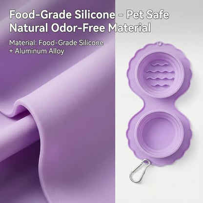 Collapsible Silicone Dog Bowl (Purple) - color: Purple