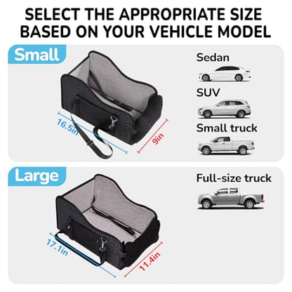 Center Console Dog Car Seat,Pet Puppy Middle Console Dog Car Seat for Small Dogs (Black, Small) - color: Black, size: Small