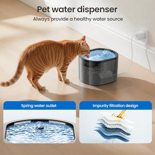 Automatic Cat Feeder and Water Fountain 2-in-1, Smart Timed Cat Food Dispenser with 2.4G WiFi APP Control, Automatic Dog Feeder and Water Dispenser with 10s Voice Recorder for Cats Small Dogs