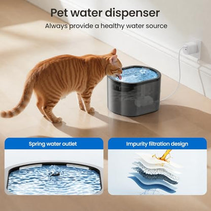 Automatic Cat Feeder and Water Fountain 2-in-1, Smart Timed Cat Food Dispenser with 2.4G WiFi APP Control, Automatic Dog Feeder and Water Dispenser with 10s Voice Recorder for Cats Small Dogs
