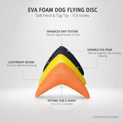 Versatile EVA Foam Flying Disc for Fetch and Tug, Soft Outdoor Dog Toy, 11.8 Inch