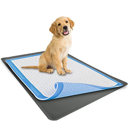 Skywin Dog Pad Holder Tray for 24x36 Inches Training Pads - Easy to Clean and Store Perfect for Dog Potty Tray – Silicon Wee Wee Pad Holder, No Spill Pee Pad Holder for Dogs (Grey) - size: 24 x 36 Inches