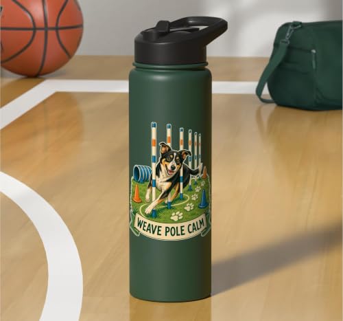 WEAVE POLE CALM Dog Agility Course Stainless Steel Insulated Water Bottle - color: Dark Green