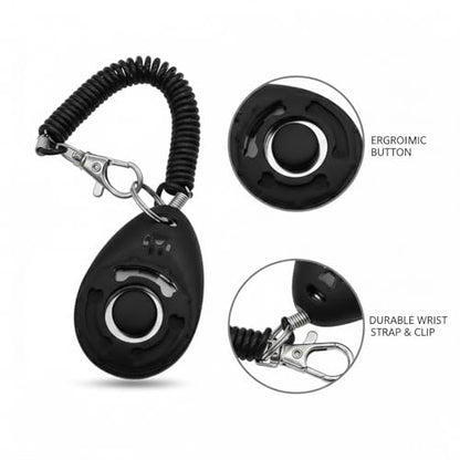 Dog Training Clicker with Wrist Strap - Ergonomic Mechanical Sound Signal for Obedience & Trick Training, Durable PP Plastic (1 Pack) - color: Black