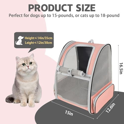 Cat Backpack Carrier,Pet Carrier Airline Approved for Small Dog Cat Puppy Kitten Bunny,Ventilated Mesh Design Animal Backpack for Hiking Camping Travel Bag (Pink) - color: Pink