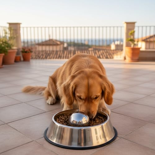 Soulchen Stainless Steel Slow Feeder Ball for Dogs, Weighted Metal Slow Feeder Ball, 3.54 Inch/9 cm, Slows Fast Eating to Prevent Choking, Bloating and Obesity, Safe for All Breeds