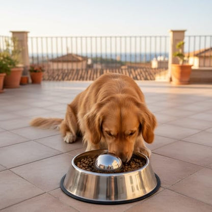 Soulchen Stainless Steel Slow Feeder Ball for Dogs, Weighted Metal Slow Feeder Ball, 3.54 Inch/9 cm, Slows Fast Eating to Prevent Choking, Bloating and Obesity, Safe for All Breeds