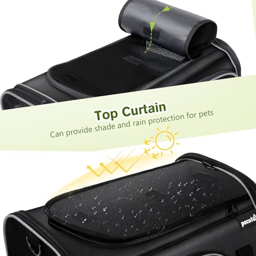 Pecute Cat Carrier Expandable, Extra Large Pet Carrier Bag, Foldable Cat Carrier Bag with Breathable Mesh, Pet Carrier Transport Bag for Dogs and Cats, with Shoulder Strap and Pet Bowl, Black