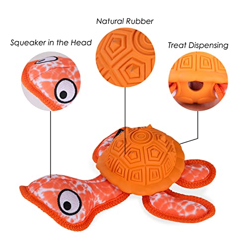 Dog Chew Toys,Puppy Teeth Chew Toys Durable Rubber Material Turtle Shape Dog Toys with 2 Tennis Ball (Orange) - color: Orange