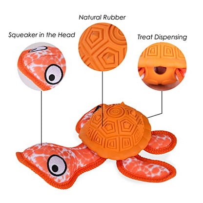 Dog Chew Toys,Puppy Teeth Chew Toys Durable Rubber Material Turtle Shape Dog Toys with 2 Tennis Ball (Orange) - color: Orange