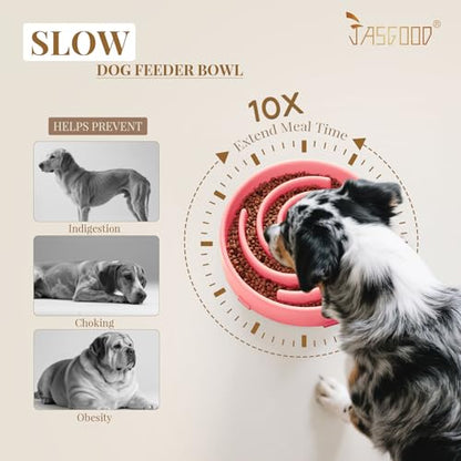 JASGOOD Slow Feeder Dogs Bowl for Large Medium Dogs,Anti-Gulping Pet Slower Food Feeding Bowls Stop Bloat,Preventing Choking Healthy Design Dogs Bowl - color: D-Pink